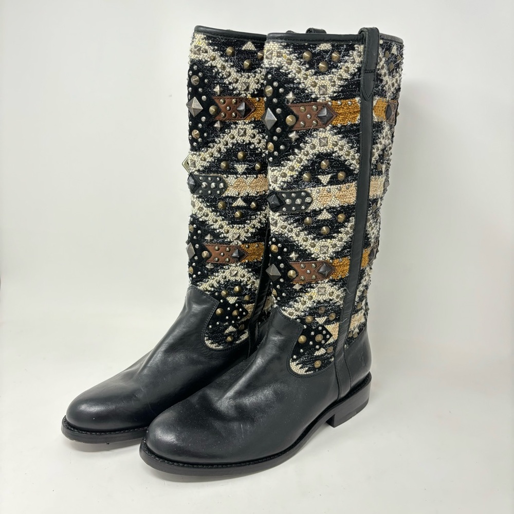 Black & Multi Embellished Women's Tall Boots